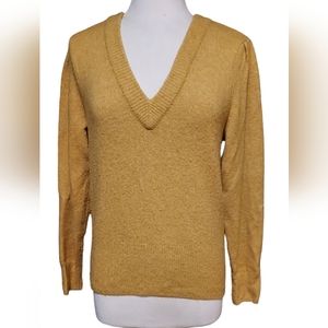 Madewell S Vneck Sweater Top Pullover Yellow Gold Mustard Long Sleeve Shirt Wool
